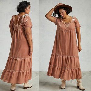 Anthropologie Velvet Empire Waist Midi Dress